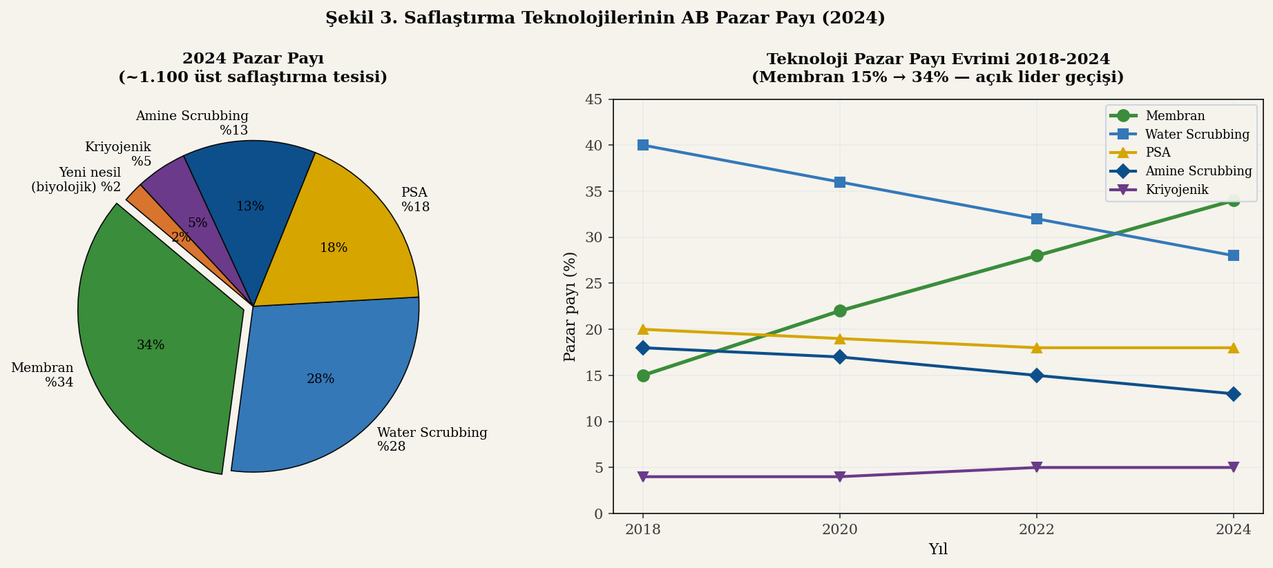 Saflaştırma teknolojilerinin AB pazar payı (2024)